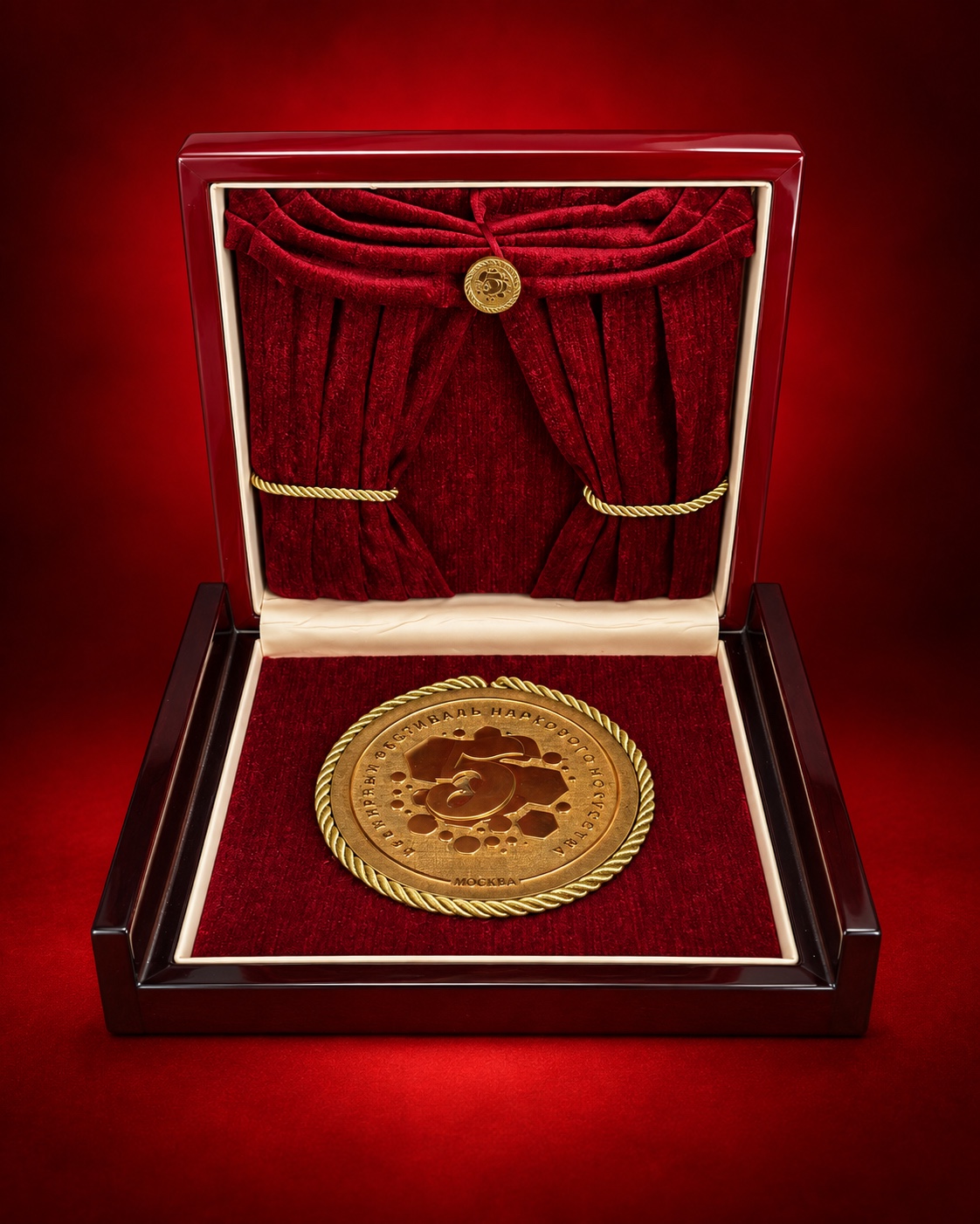 Moscow circus festival medal presented in a red velvet case