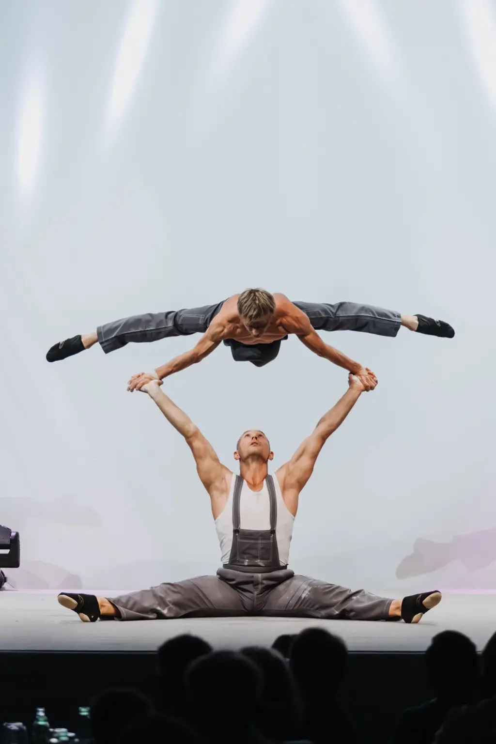 Flying split held above the stage